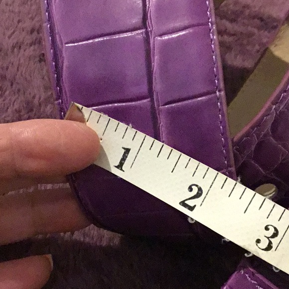 Suzanne Summers Wide Genuine Leather Purple Cured Belt, M/L-45” - Picture 13 of 16